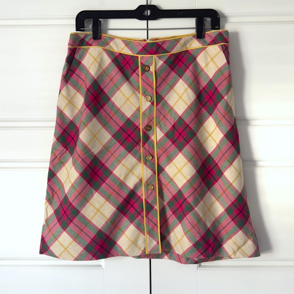 Vintage Lilly Pulitzer Plaid Skirt 10 A-Line School Girl Preppy Lined Pockets